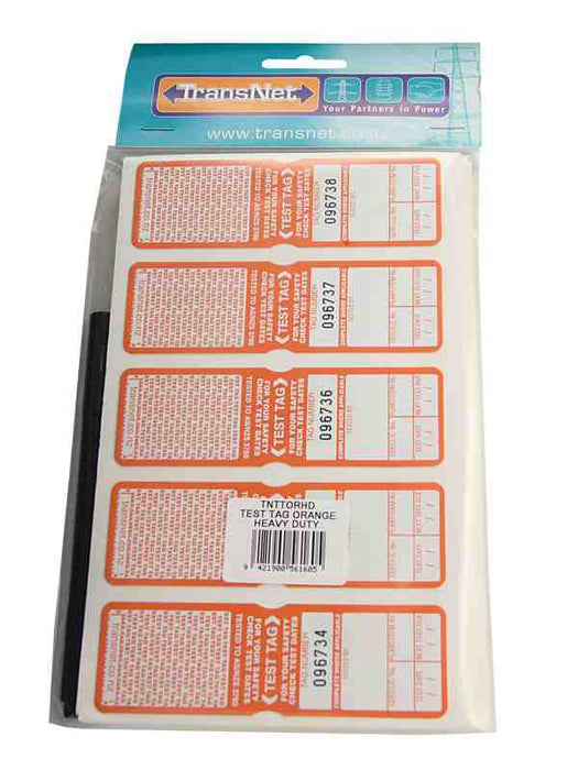 Test Tag Heavy Duty Orange (Pkt100)