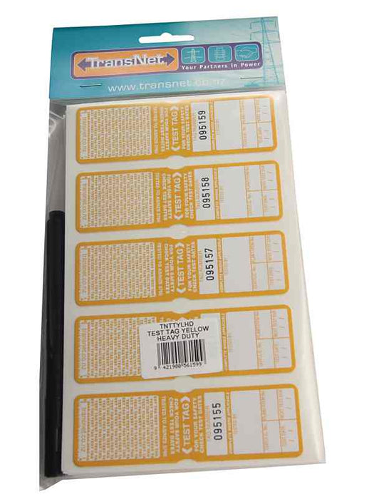 Test Tag Heavy Duty Yellow (Pkt100)