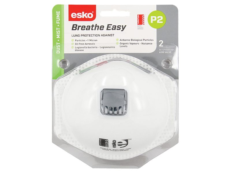 Breathe Easy Dust Mask P2 Valved 2pk