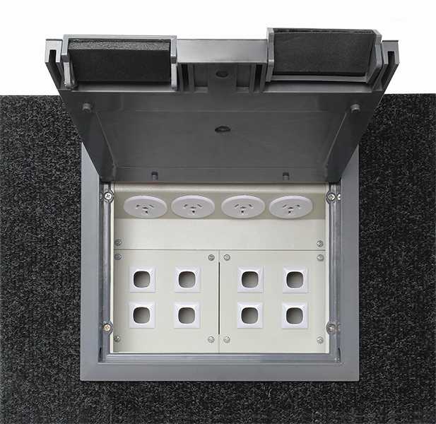 Cable Away Floor Box 4x Power 8x Data Plastic Lid