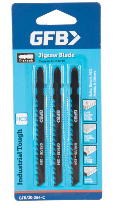 GFB Jigsaw Blades JS254C Coarse Cut Wood Pkt3