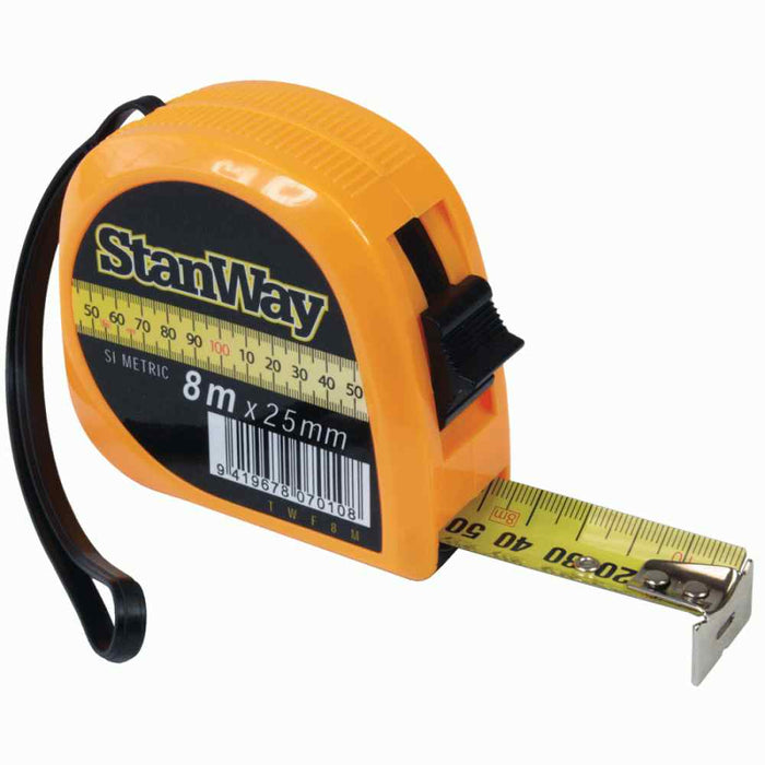 Stanway Tape Measure 8m x 25mm Fluoro Coloured Case
