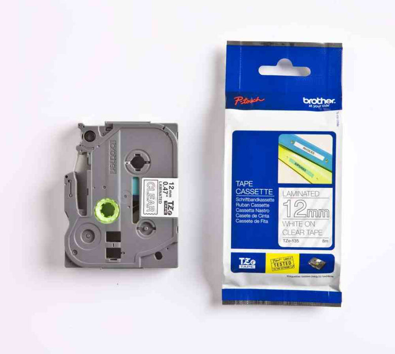 Laminated Tape White on Clear 8m x 12mm