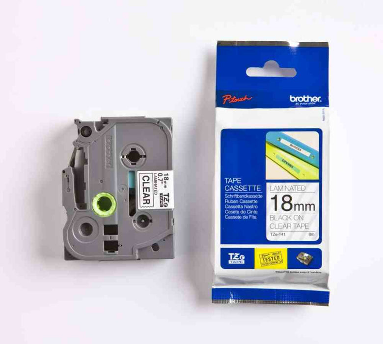 Laminated Tape Black on Clear 8m x 18mm