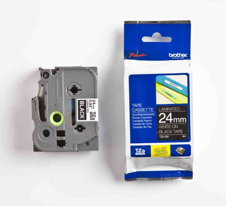 Laminated Tape White on Black 8m x 24mm