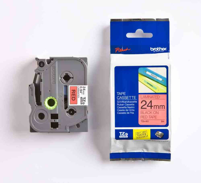 Laminated Tape Black on Red 8m x 24mm