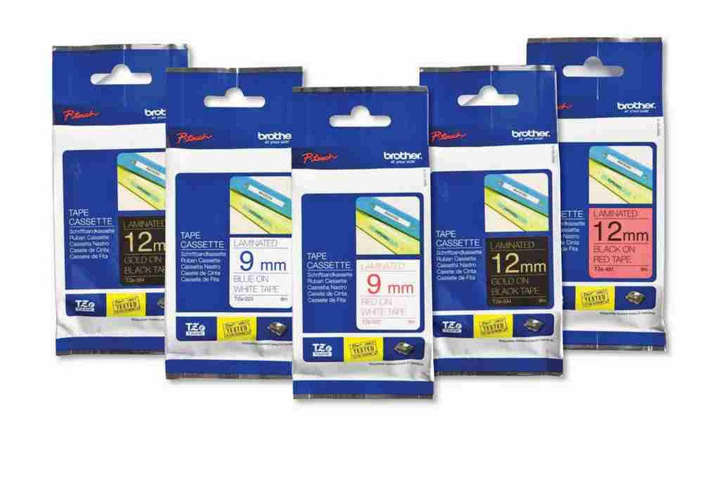 Laminated Tape Black on Yellow 8m x 12mm