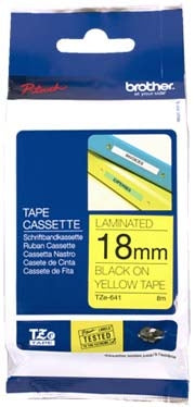Laminated Tape Black on Yellow 8m x18mm