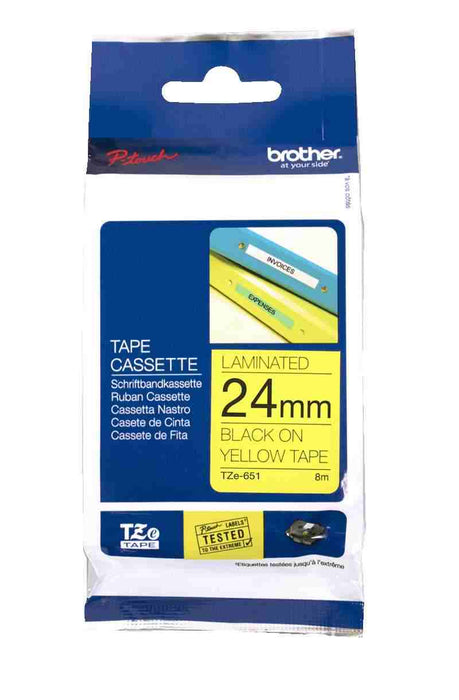Laminated Tape Black on Yellow 8m x 24mm