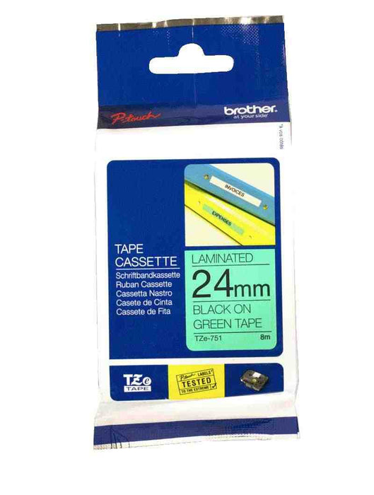 Laminated Tape Black on Green 8m x 24mm