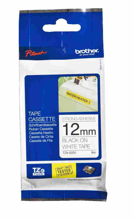 Tape 12mm Black / White Strong