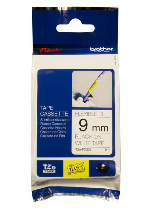 FlexI ID Tape Black on White 8m x 9mm