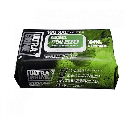 Ultragrime PRO Biodegradable Huge Wipes Pack 100