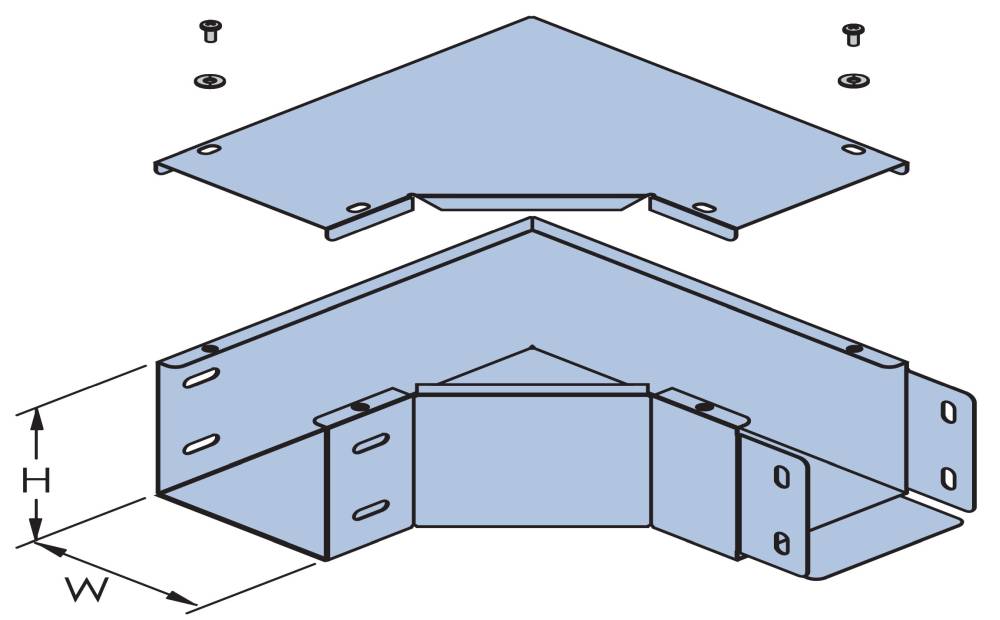 Trunking Horiz Bend Lid Horiz HB 75 x 50mm Galvabond