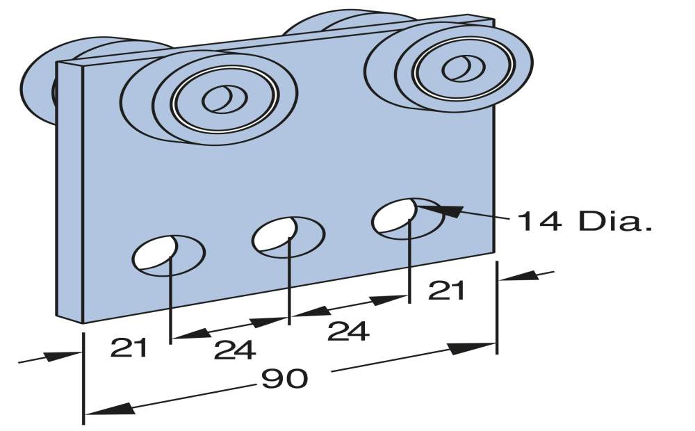 Channel Trolley Four Wheel & Base Plate