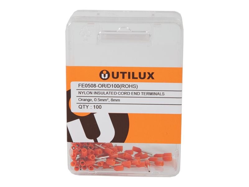 Bootlace Ferrule .5mm Orange (Pkt100)