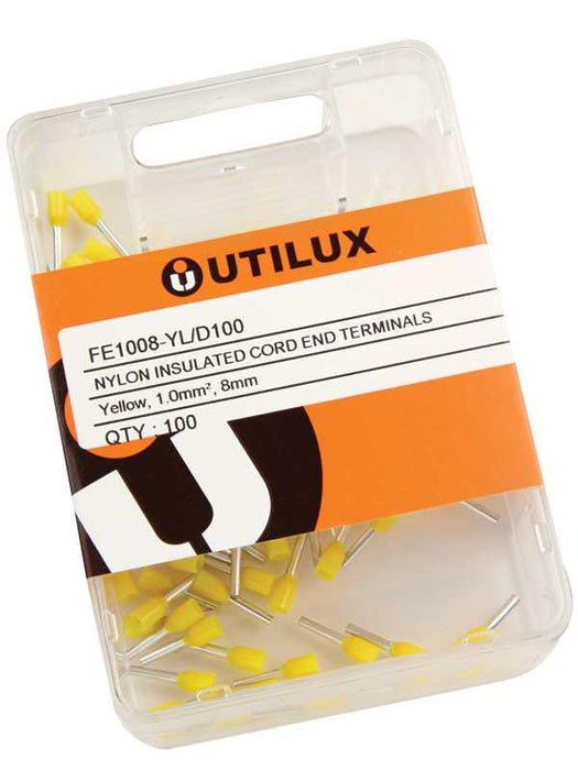 Bootlace Ferrule 1mm Yellow (Pkt100)