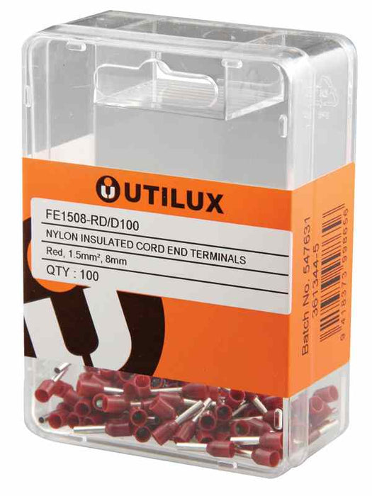 Bootlace Ferrule 1.5mm Red (Pkt100)