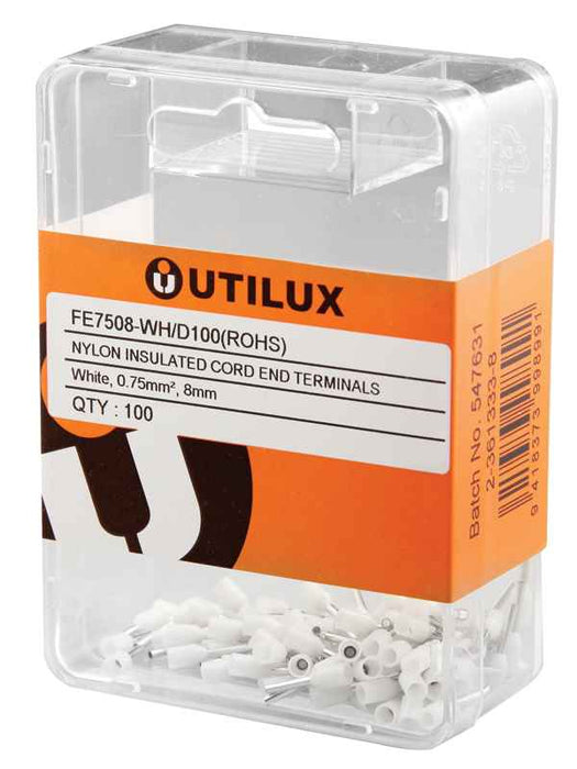 Bootlace Ferrule 0.75mm White (Pkt100)