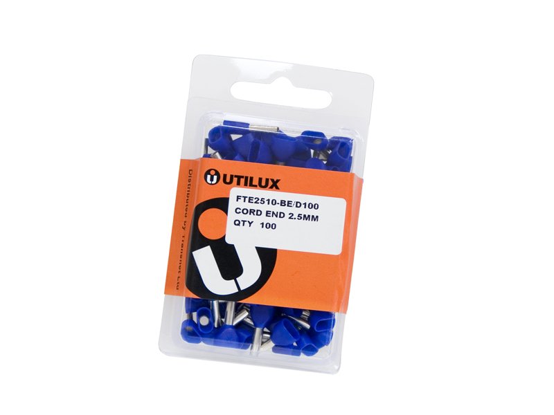 Bootlace Ferrule 2.5mm 10mm Twin Blue (Pkt100)