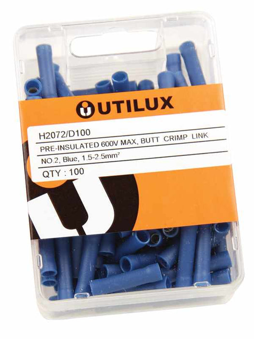 Full Insulated Crimp Link Blue Long (Pkt100)