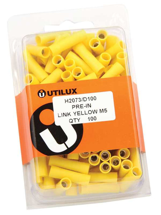 Full Insulated Crimp Link Yellow Long (Pkt100)