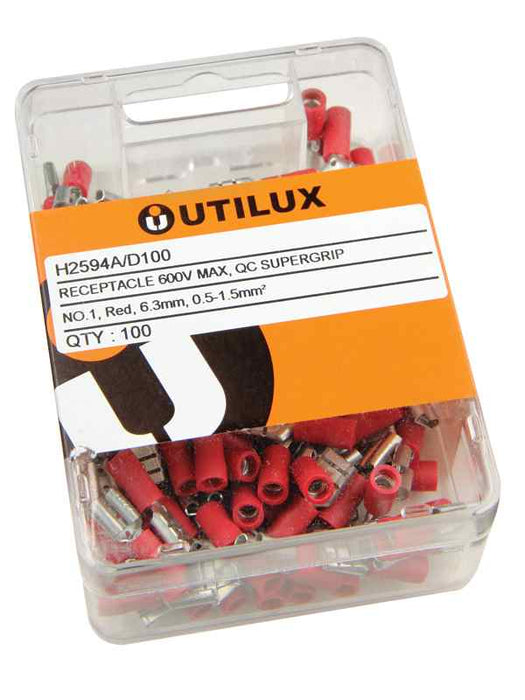 Supergrip QC Terminal 6.3mm Red Short (Pkt100)