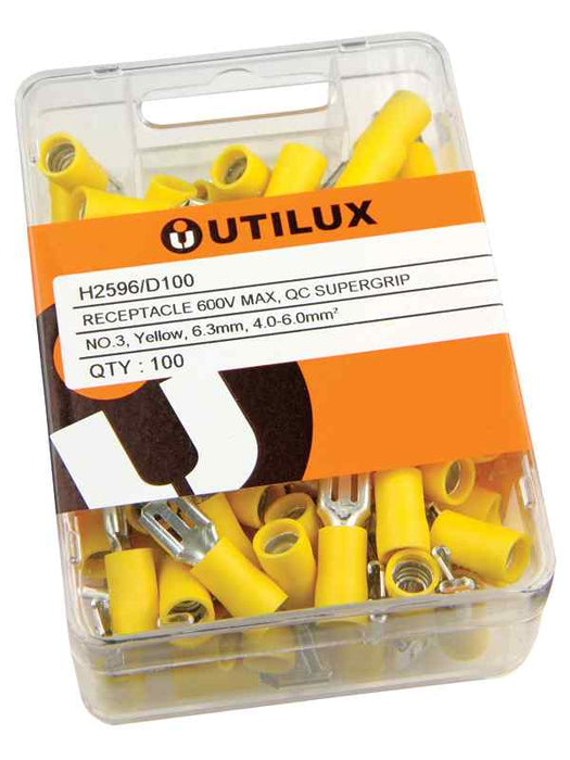 Supergrip QC Terminal 6.3mm Yellow (Pkt100)