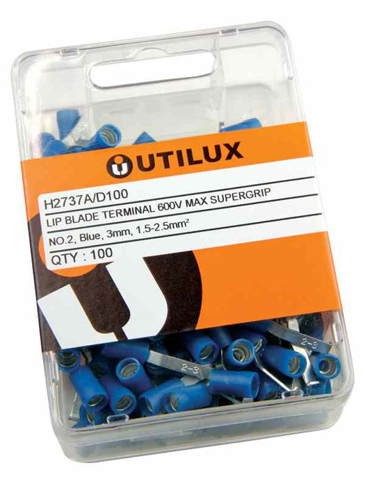 Supergrip Lip Blade Terminal 3mm Long Blue (Pkt100)
