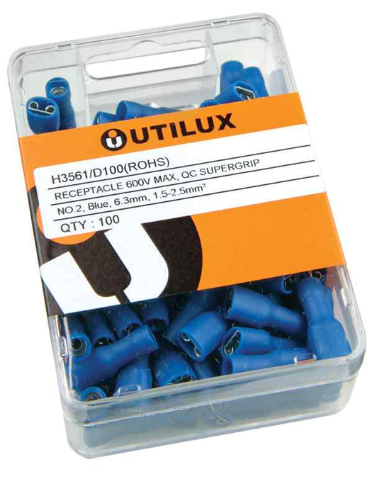 Supergrip Full Insulated QC Terminal 6.3mm Blue (Pkt100)