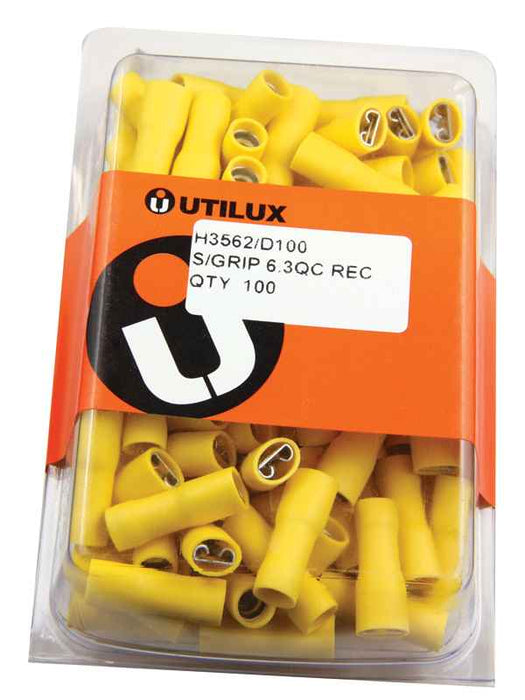 Supergrip Full Insulated QC Terminal 6.3mm Yellow (Pkt100)