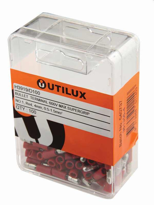 Pre-Insulated Bullet Male Connector Red (Pkt100)