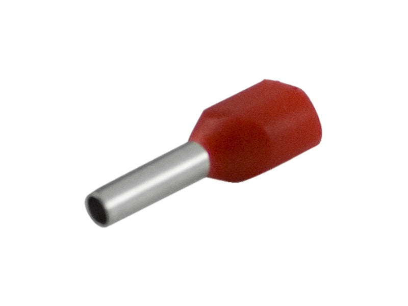 Bootlace Ferrule 1.0mm 8mm Twin Red (Pkt100)