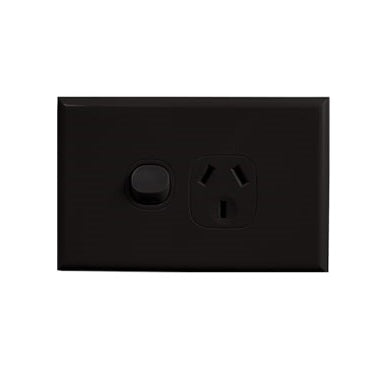Home Logix Switch Socket Single Horizontal Black