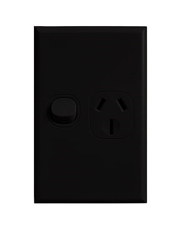 Home Logix Switch Socket Single 15A Vertical Black