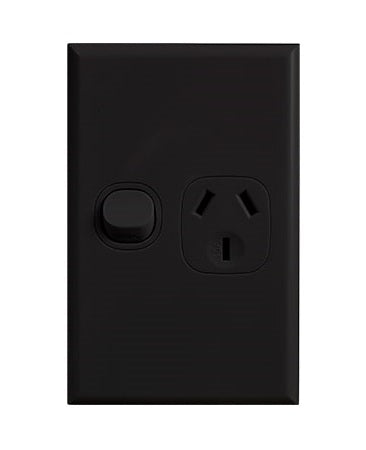 Home Logix Switch Socket Single Vertical Black