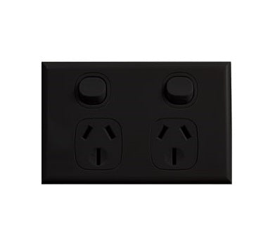 Home Logix Switch Socket Double 15A Horizontal Black