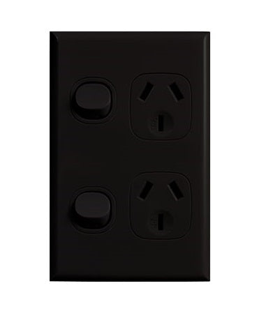 Home Logix Switch Socket Double Vertical Black