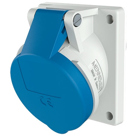 Ceeform Socket Outlet 16A Blue 3Pin Panel Mnt Angle IP44