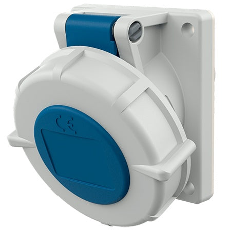 Ceeform Socket Outlet 16A Blue 3Pin Panel Mnt Angle IP67