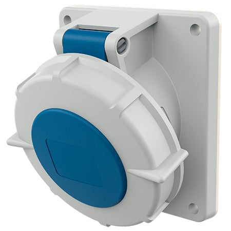 Ceeform Socket Outlet 32A Blue 3Pin Panel Mnt Angle IP67