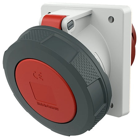 Ceeform Socket Outlet 63A Red 4Pin Panel Mnt Angle IP67