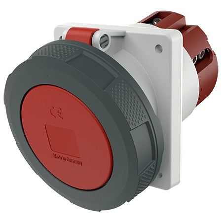 Ceeform Socket Outlet 125A Red 5Pin Panel Mnt Angle IP67