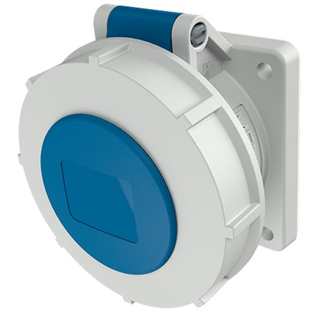 Ceeform Socket Outlet 16A Blue 3Pin Panel Mnt Straight IP67