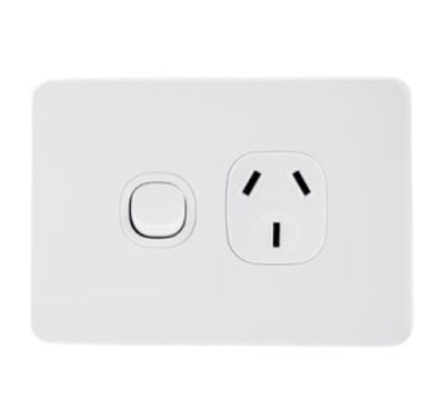 Metro Switch Socket Single Horizontial 10A White