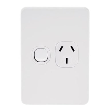 Metro Switch Socket Single Vertical 10A White