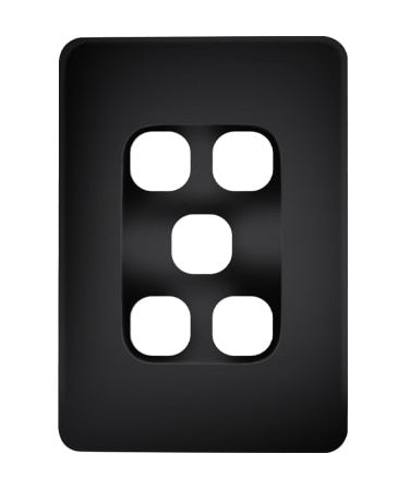 Metro Plate Only 5Gang Black