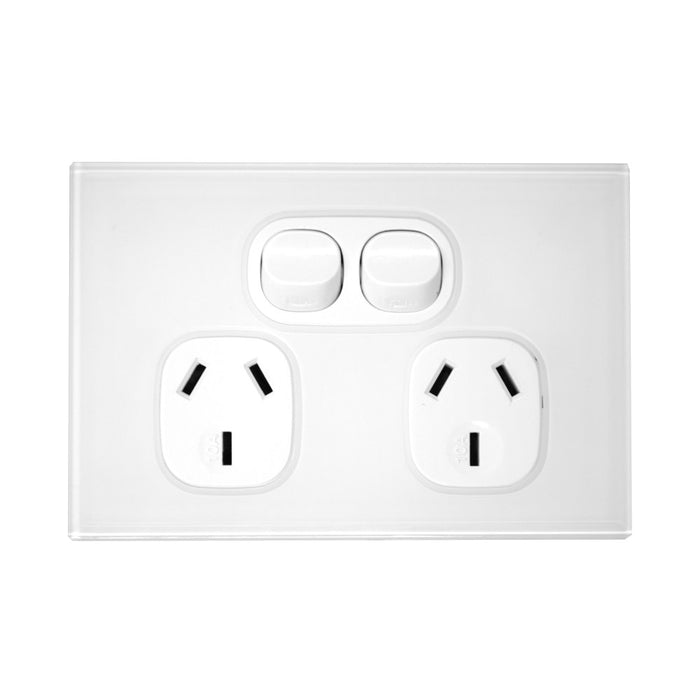 Urban Switched Socket Double Horizontial 10A White