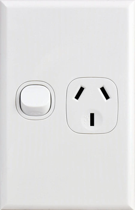Home Logix Switched Socket Single Vertical White