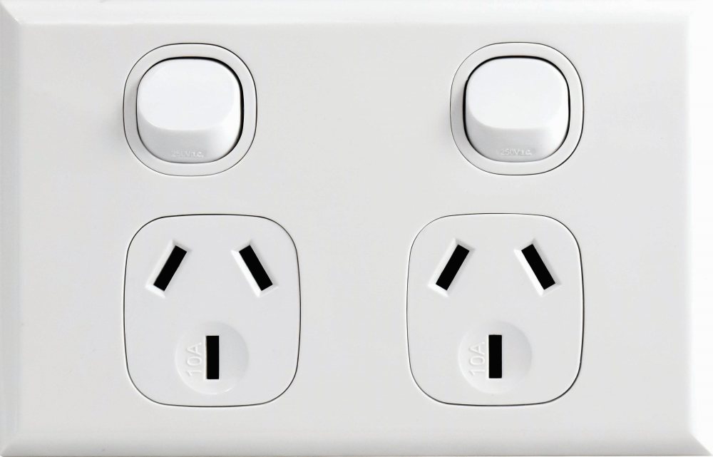 Home Logix Switched Socket Double Horizontal White